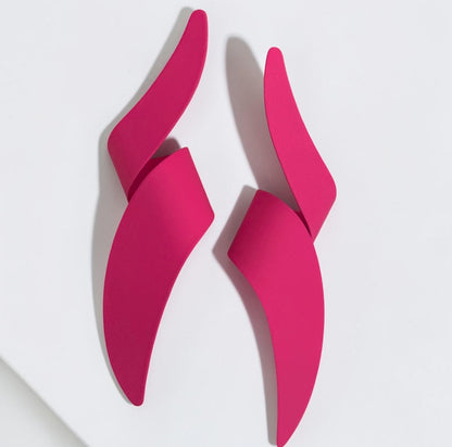 Hot Pink Spiral Statement Earrings - Fatisha Boutique #