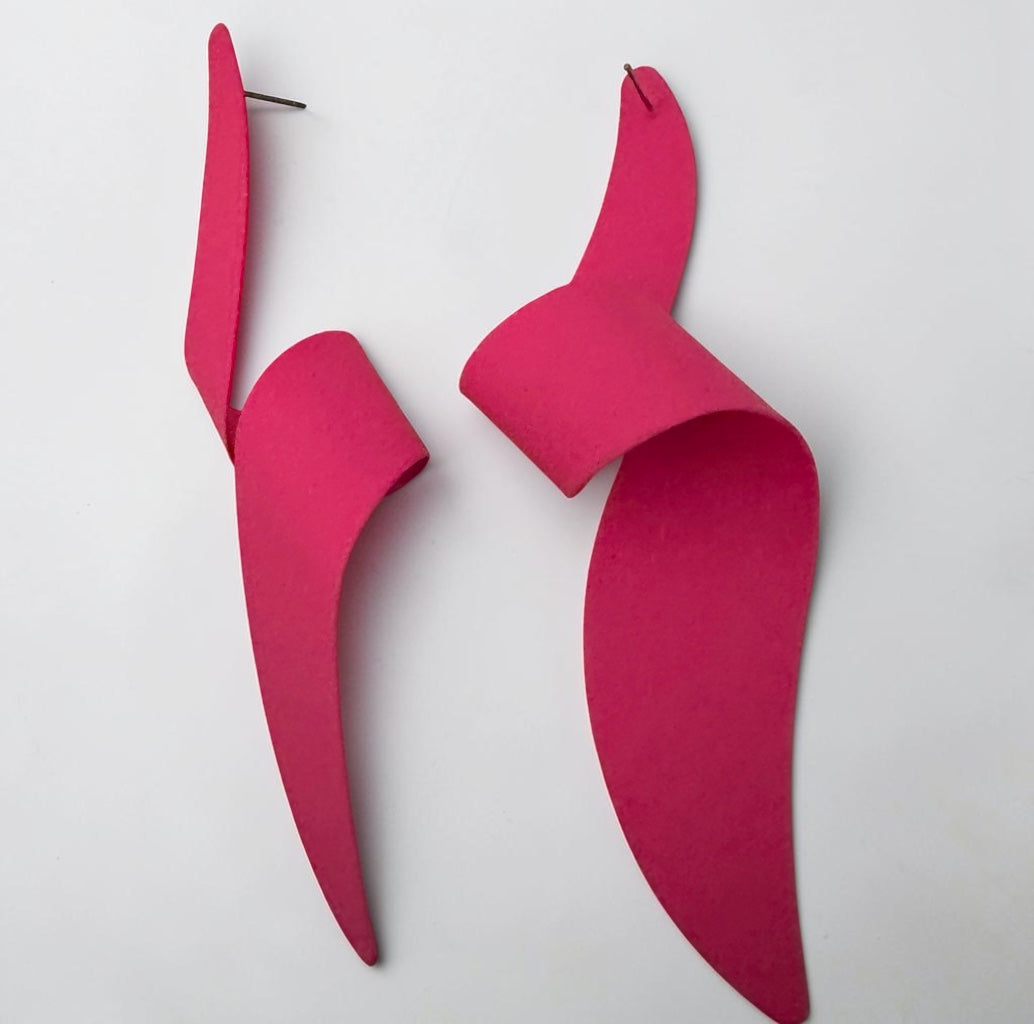 Hot Pink Spiral Statement Earrings - Fatisha Boutique # Fatisha Boutique