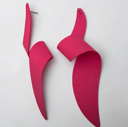 Hot Pink Spiral Statement Earrings - Fatisha Boutique #