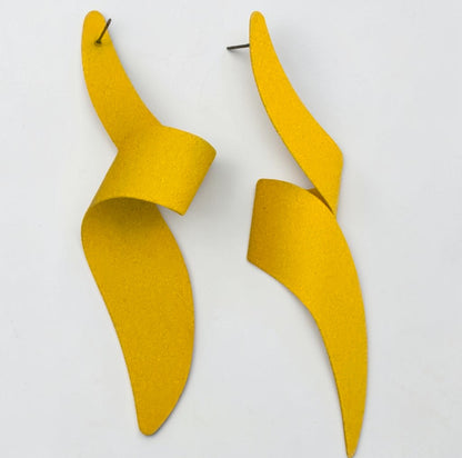 Yellow Spiral Statement Earrings