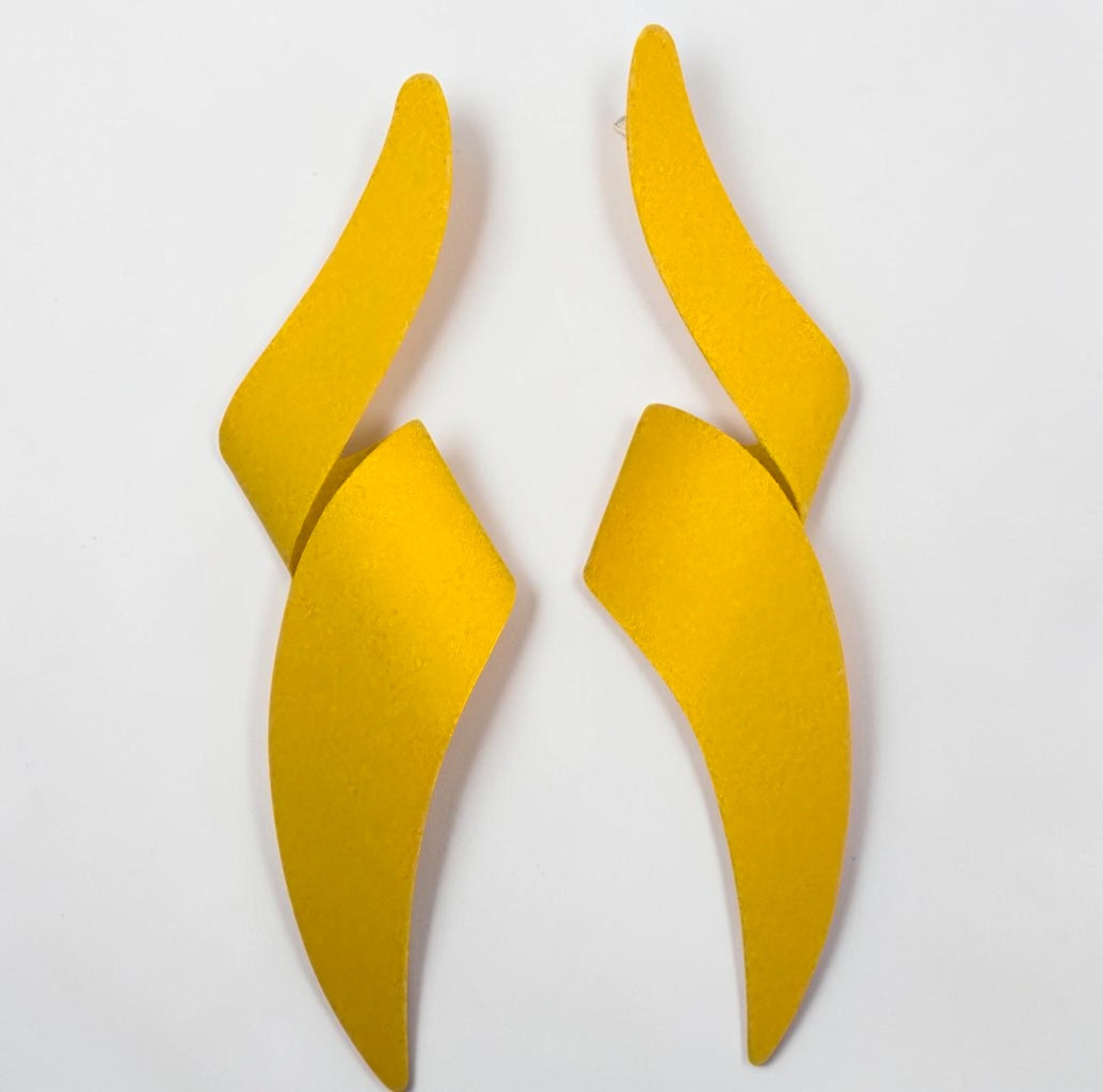 Yellow Spiral Statement Earrings