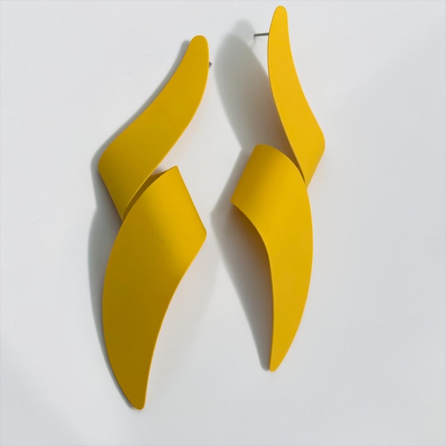 Yellow Spiral Statement Earrings