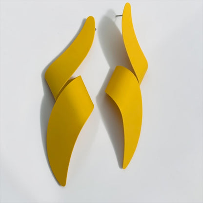 Yellow Spiral Statement Earrings