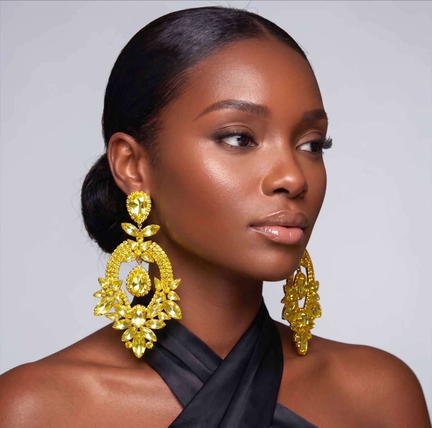Yellow Crystal Statement Earrings