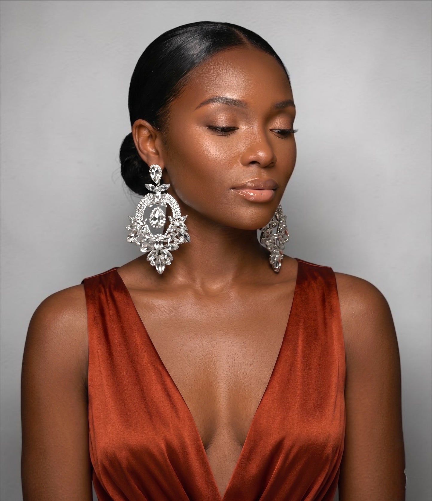 Crystal Floral Statement Drop Earrings