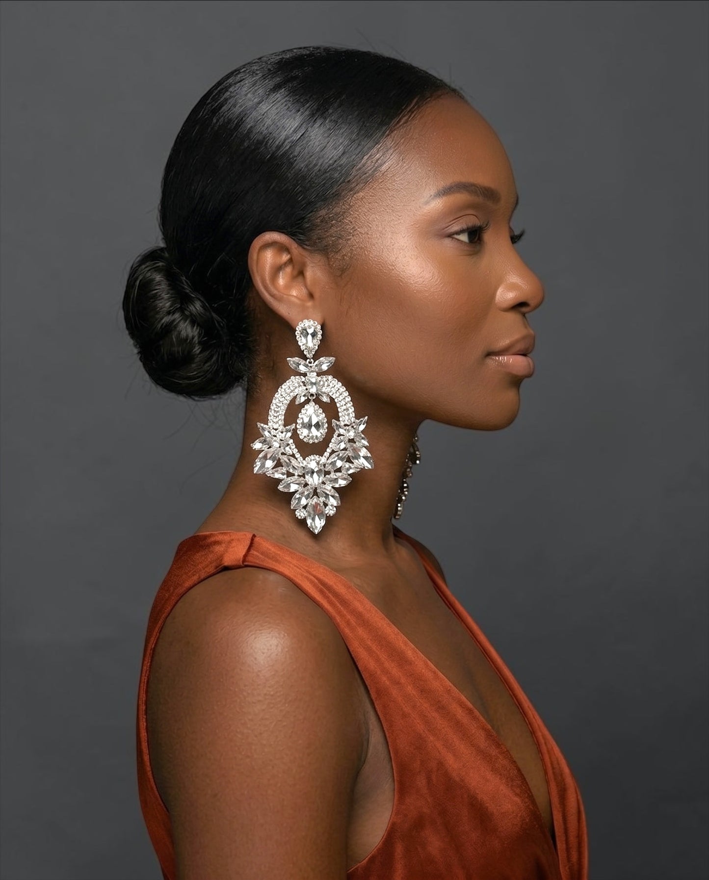 Crystal Floral Statement Drop Earrings
