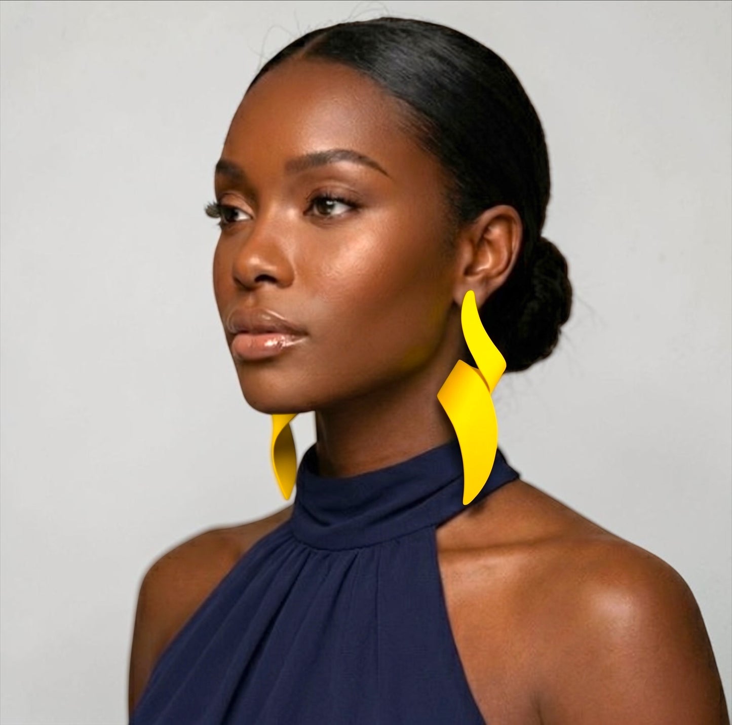 Yellow Spiral Statement Earrings