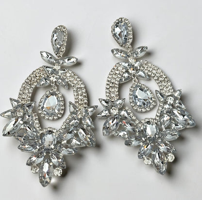 Crystal Floral Statement Drop Earrings