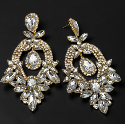 Crystal Floral Statement Drop Earrings