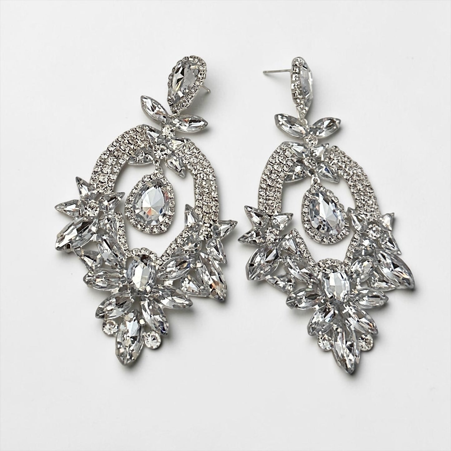 Crystal Floral Statement Drop Earrings