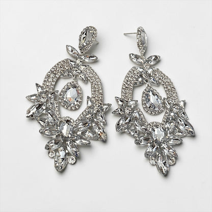 Crystal Floral Statement Drop Earrings