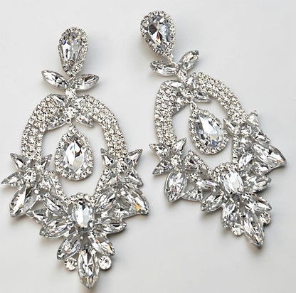 Crystal Floral Statement Drop Earrings