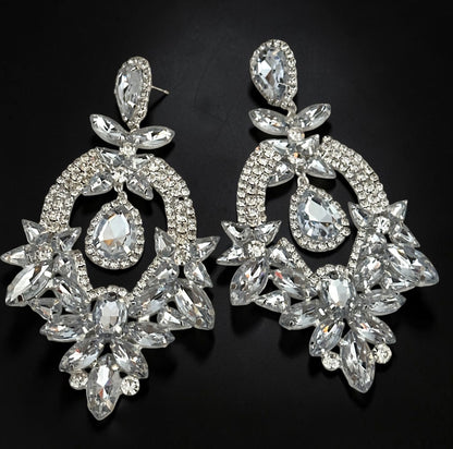 Crystal Floral Statement Drop Earrings
