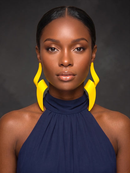 Yellow Spiral Statement Earrings