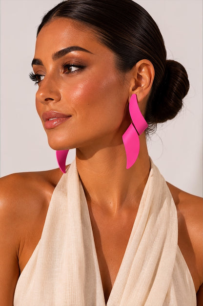 Hot Pink Spiral Statement Earrings - Fatisha Boutique #