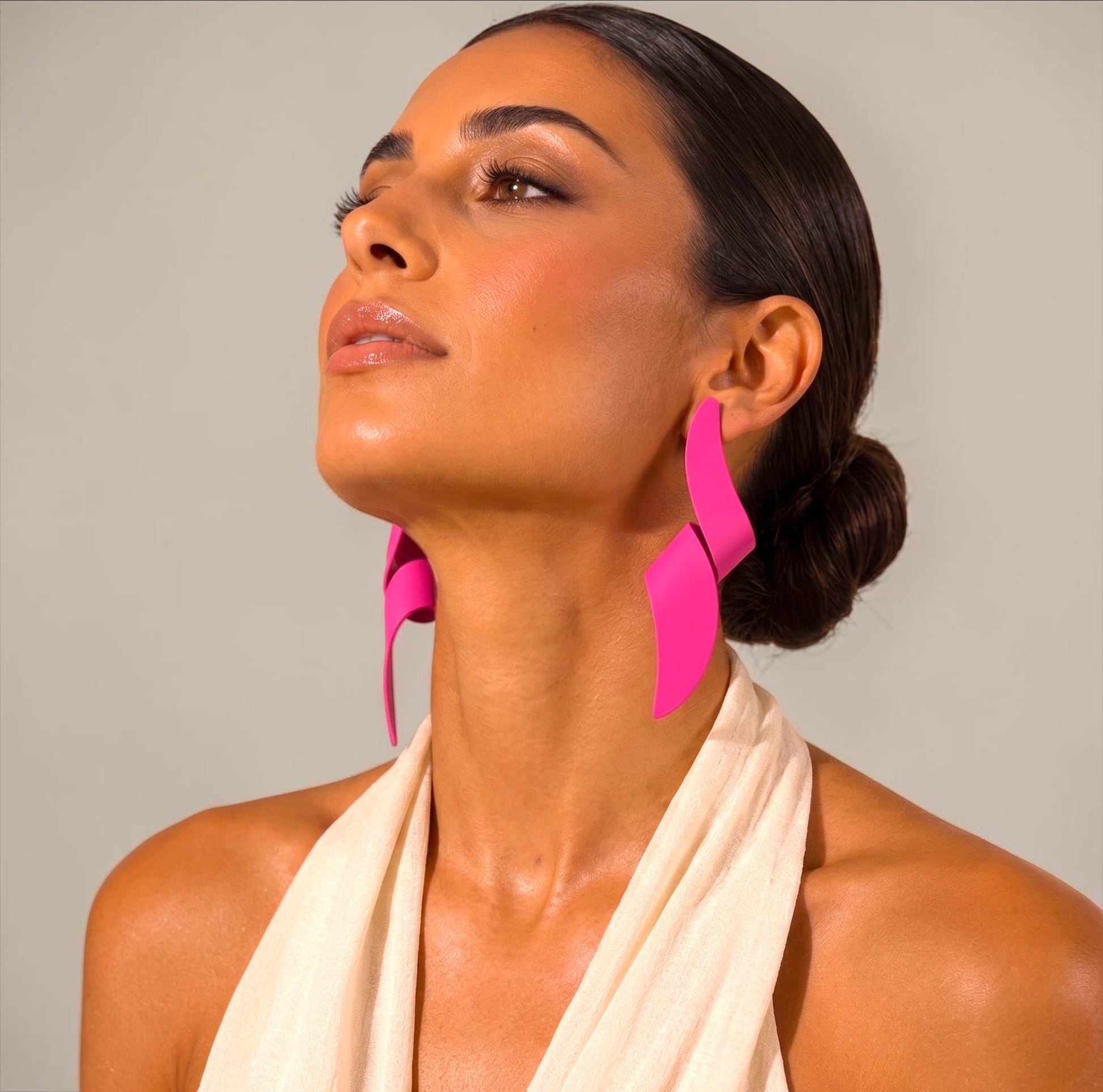 Hot Pink Spiral Statement Earrings - Fatisha Boutique #