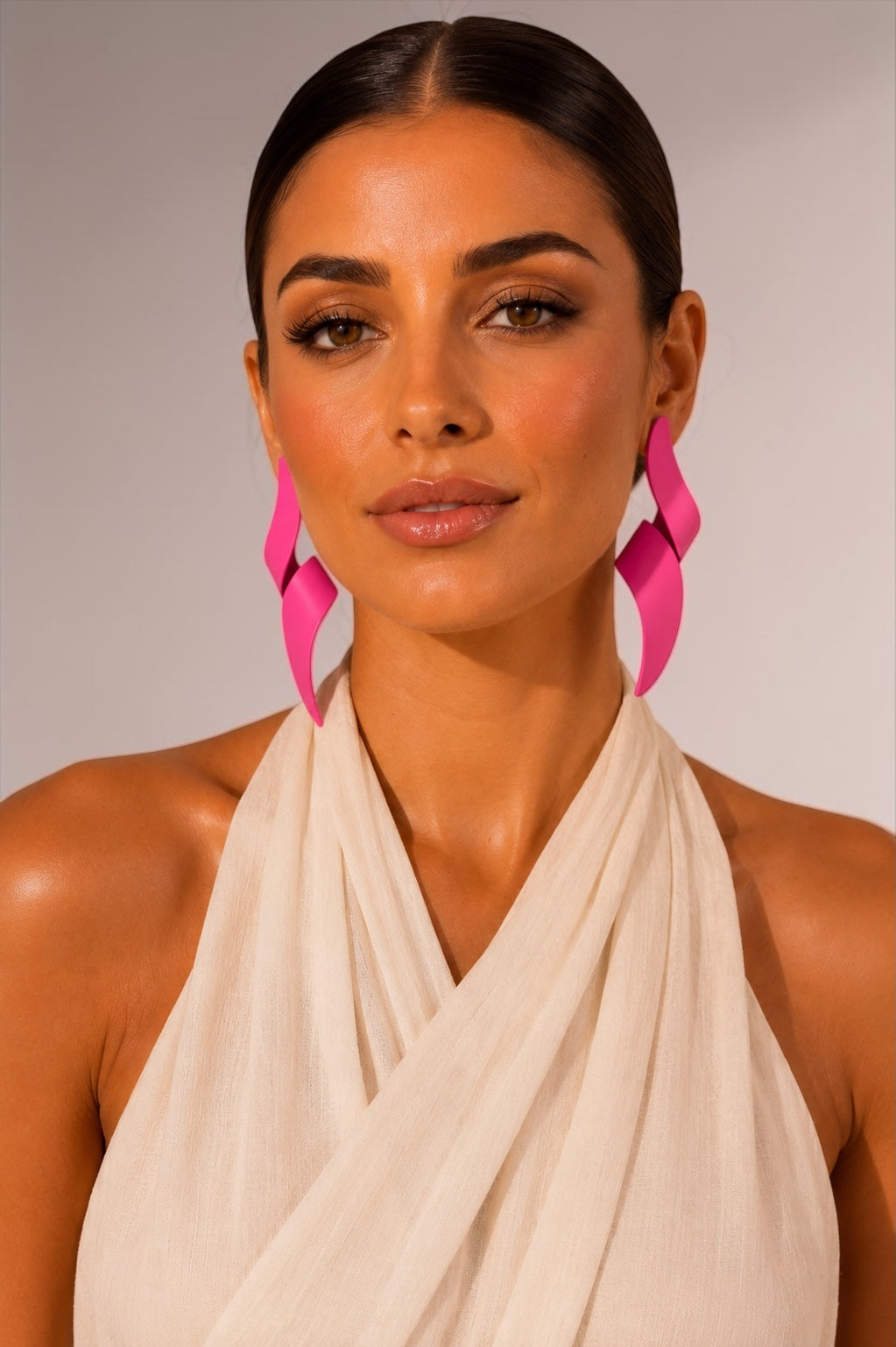 Hot Pink Spiral Statement Earrings - Fatisha Boutique # Fatisha Boutique