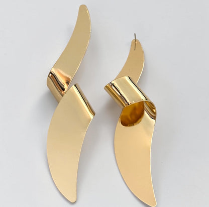 Gold Sculptural Statement Earrings
