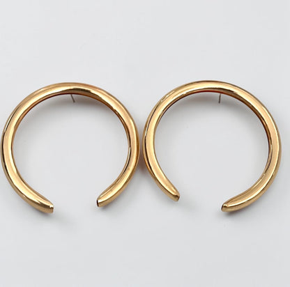 Oversized Open Hoop Statement Earrings – Gold & Silver