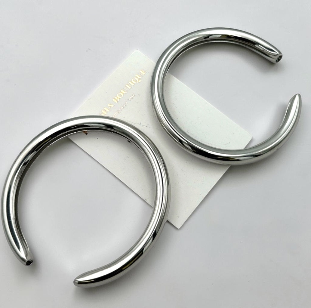 Oversized Open Hoop Statement Earrings – Gold & Silver