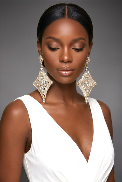 Luxury Crystal Diamond Statement Earrings - Fatisha Boutique #