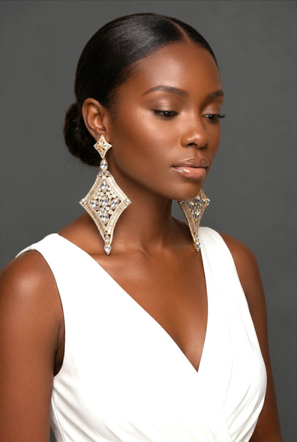Luxury Crystal Diamond Statement Earrings - Fatisha Boutique #