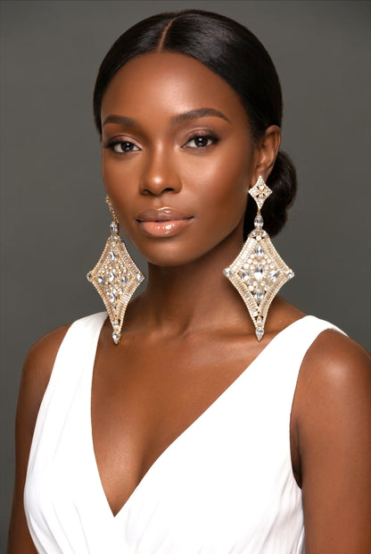 Luxury Crystal Diamond Statement Earrings - Fatisha Boutique #
