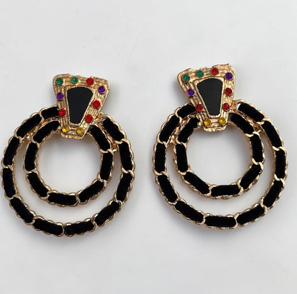 Black Vintage-Inspired Statement Earrings - Fatisha Boutique #