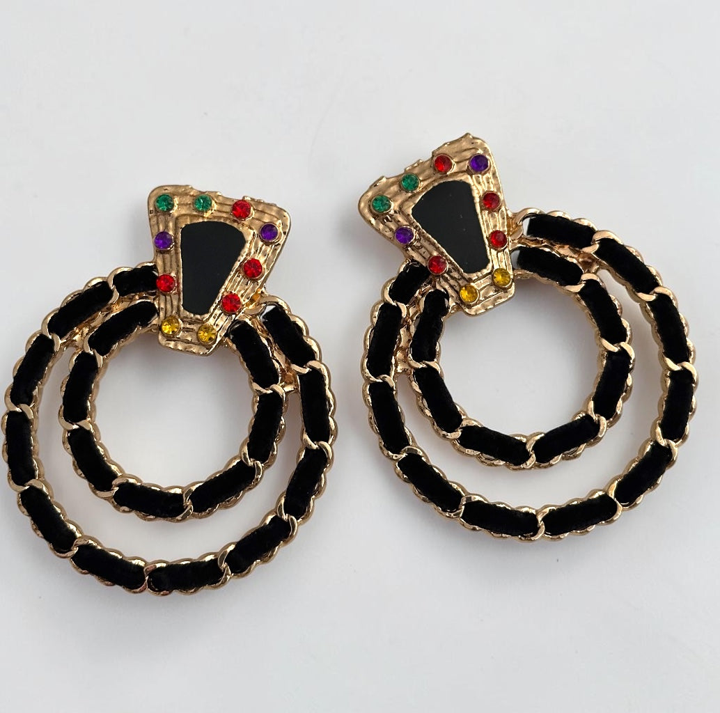 Black Vintage-Inspired Statement Earrings - Fatisha Boutique #