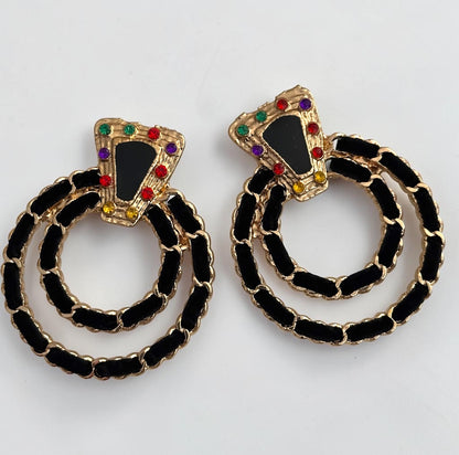 Black Vintage-Inspired Statement Earrings - Fatisha Boutique #