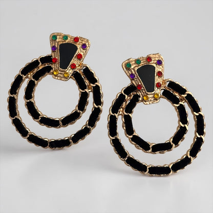 Black Vintage-Inspired Statement Earrings - Fatisha Boutique #