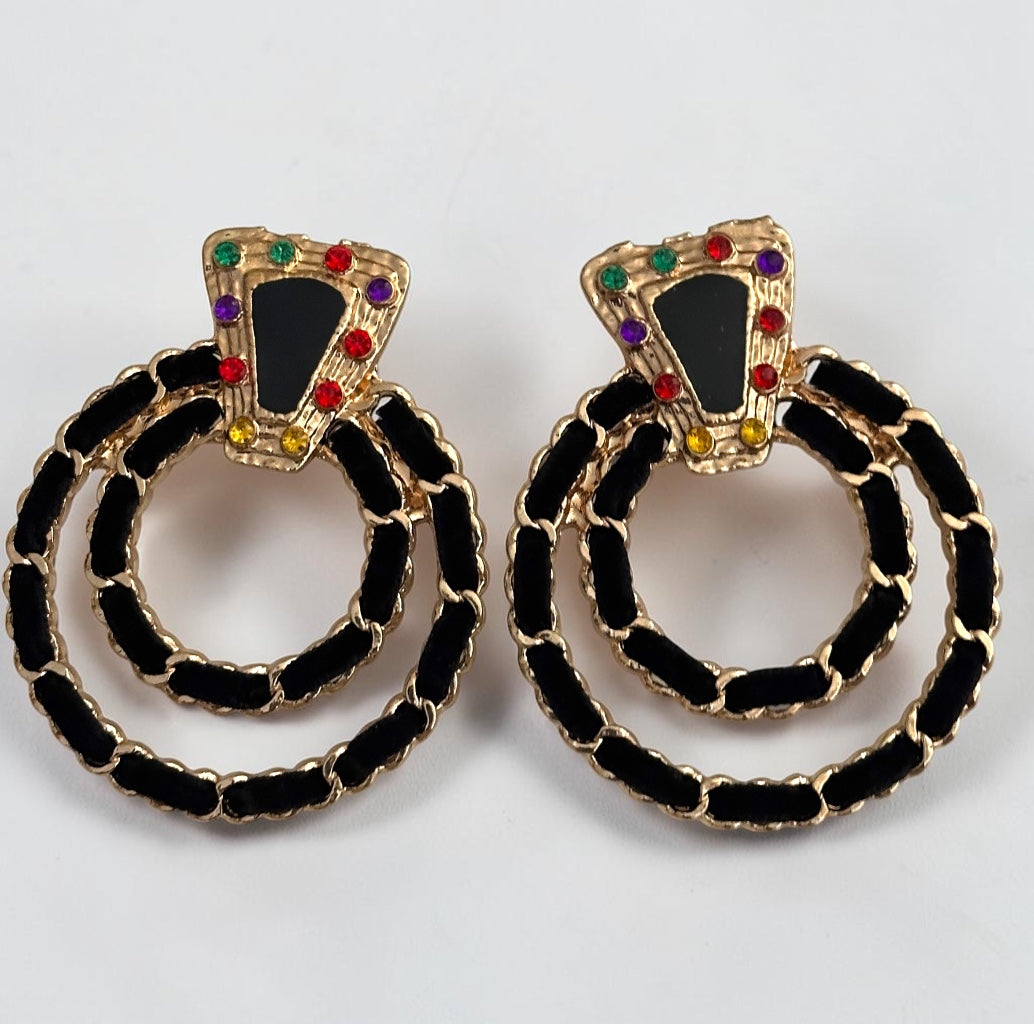 Black Vintage-Inspired Statement Earrings - Fatisha Boutique # Fatisha Boutique