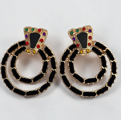 Black Vintage-Inspired Statement Earrings - Fatisha Boutique #