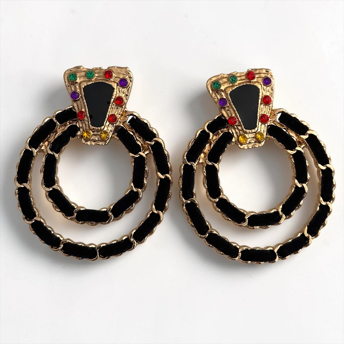 Black Vintage-Inspired Statement Earrings - Fatisha Boutique # Fatisha Boutique