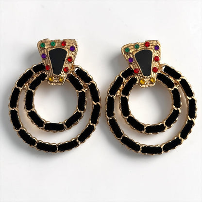 Black Vintage-Inspired Statement Earrings - Fatisha Boutique #