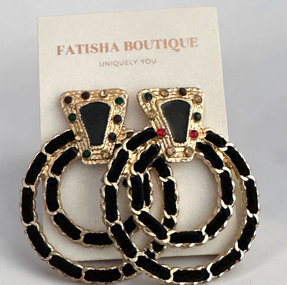 Black Vintage-Inspired Statement Earrings - Fatisha Boutique #