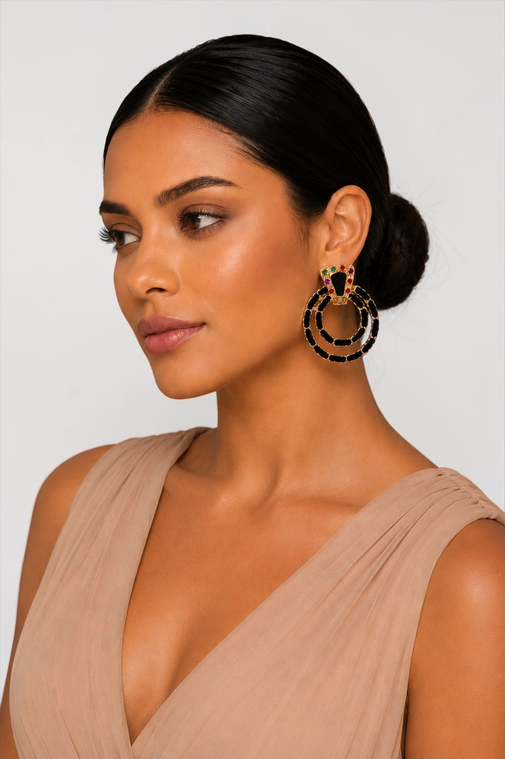 Black Vintage-Inspired Statement Earrings - Fatisha Boutique # Fatisha Boutique
