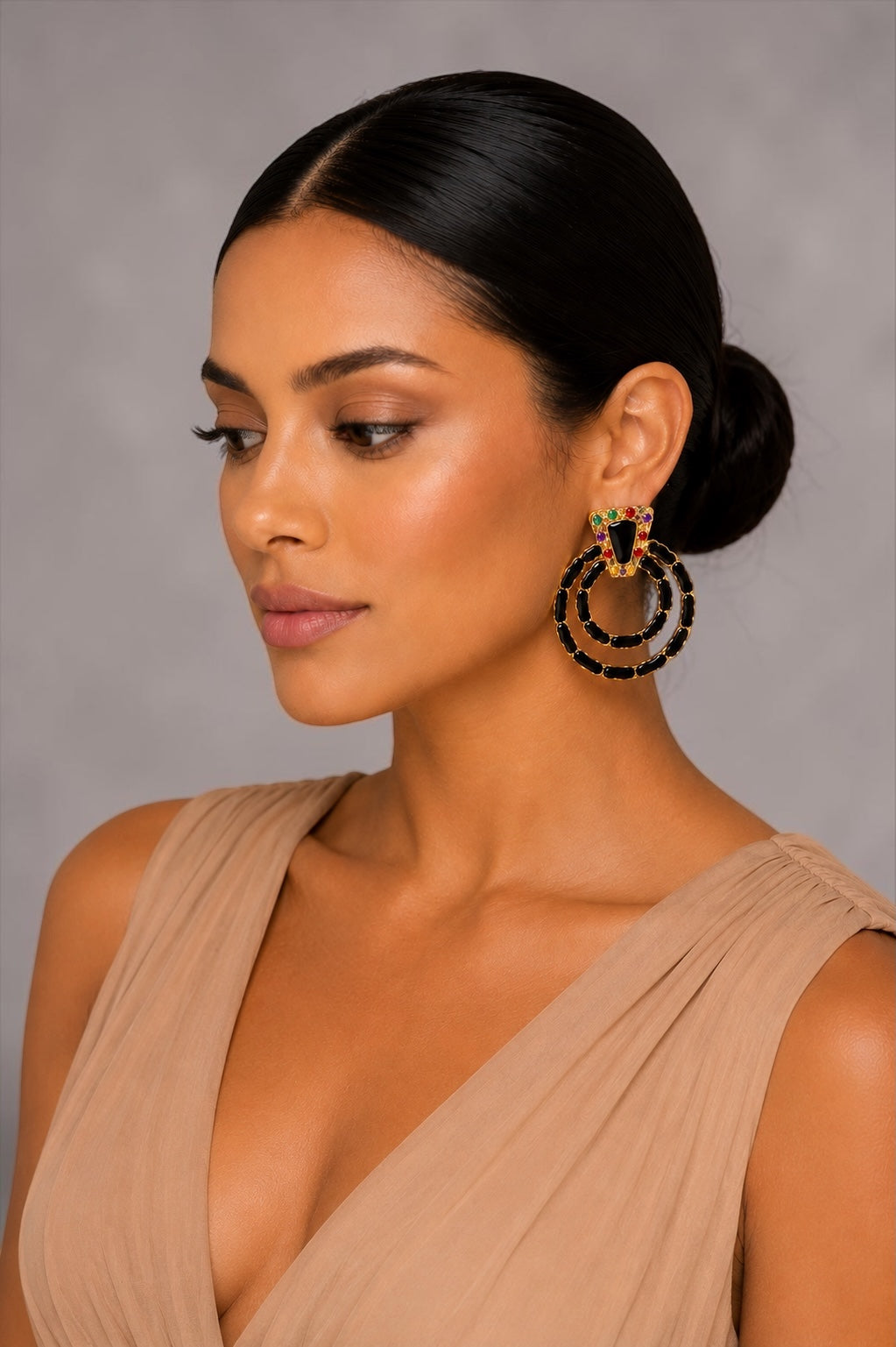 Black Vintage-Inspired Statement Earrings - Fatisha Boutique # Fatisha Boutique