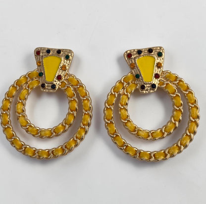 Yellow Vintage-Inspired Statement Earrings