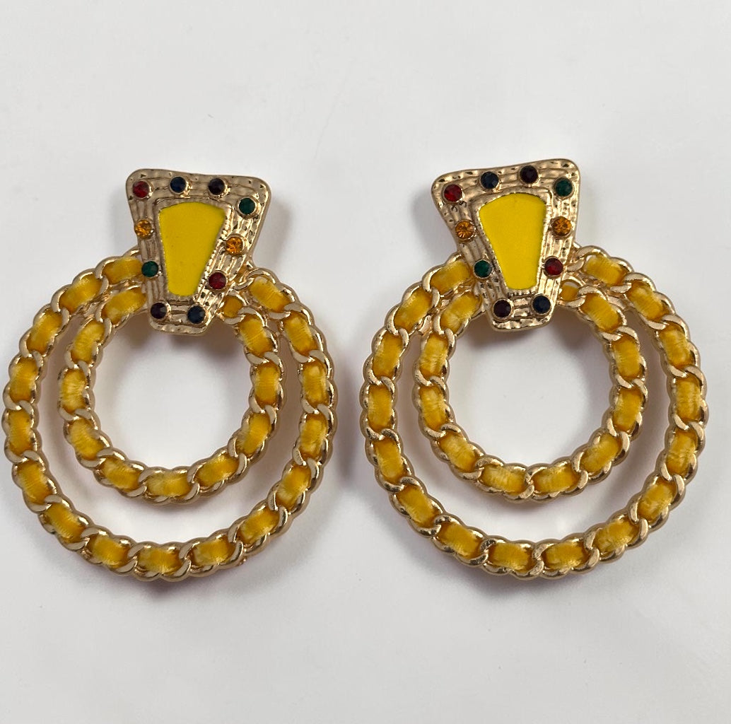 Yellow Vintage-Inspired Statement Earrings