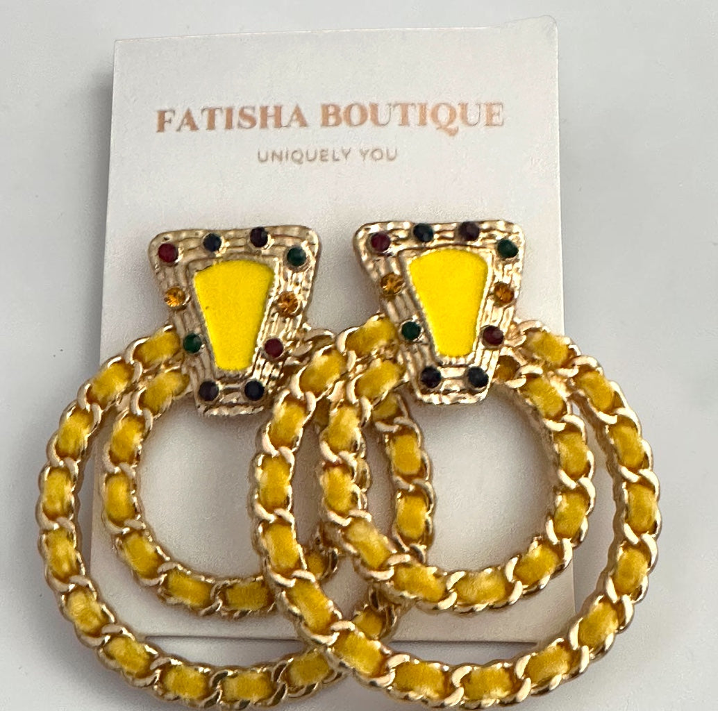 Yellow Vintage-Inspired Statement Earrings