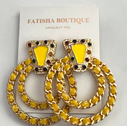 Yellow Vintage-Inspired Statement Earrings