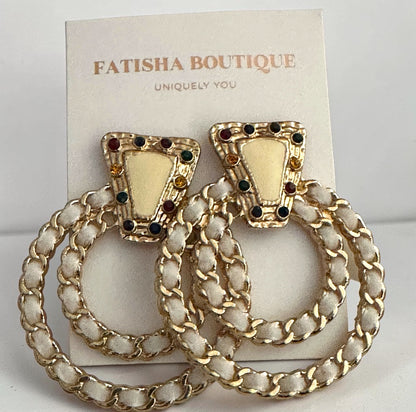 White Vintage-Inspired Statement Earrings - Fatisha Boutique #