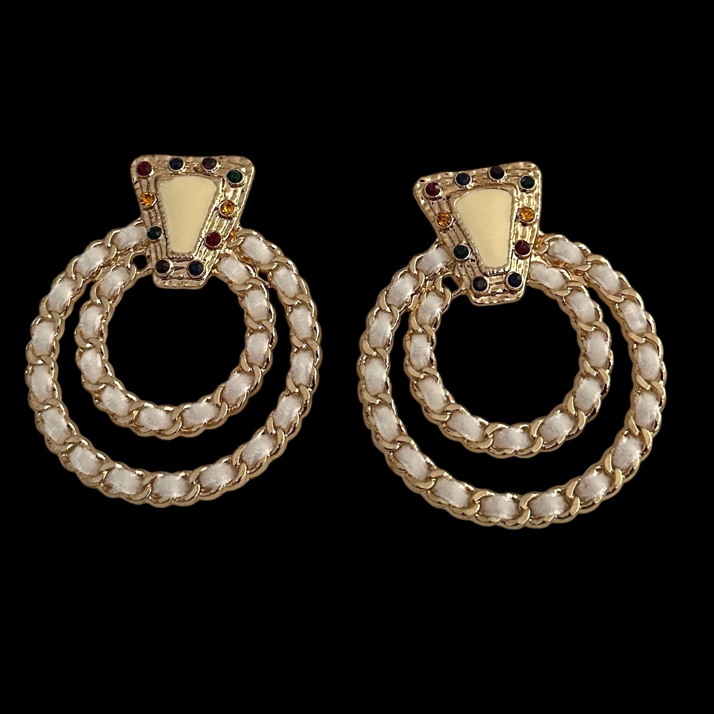 White Vintage-Inspired Statement Earrings - Fatisha Boutique # Fatisha Boutique