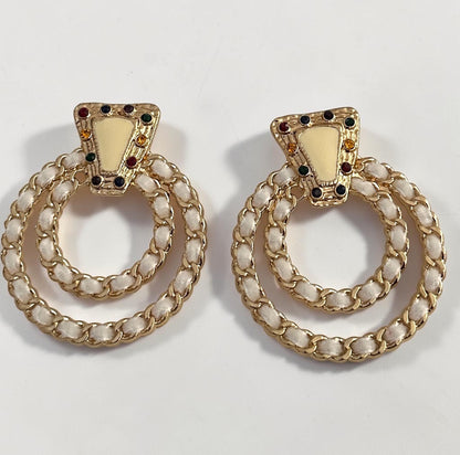 White Vintage-Inspired Statement Earrings - Fatisha Boutique #