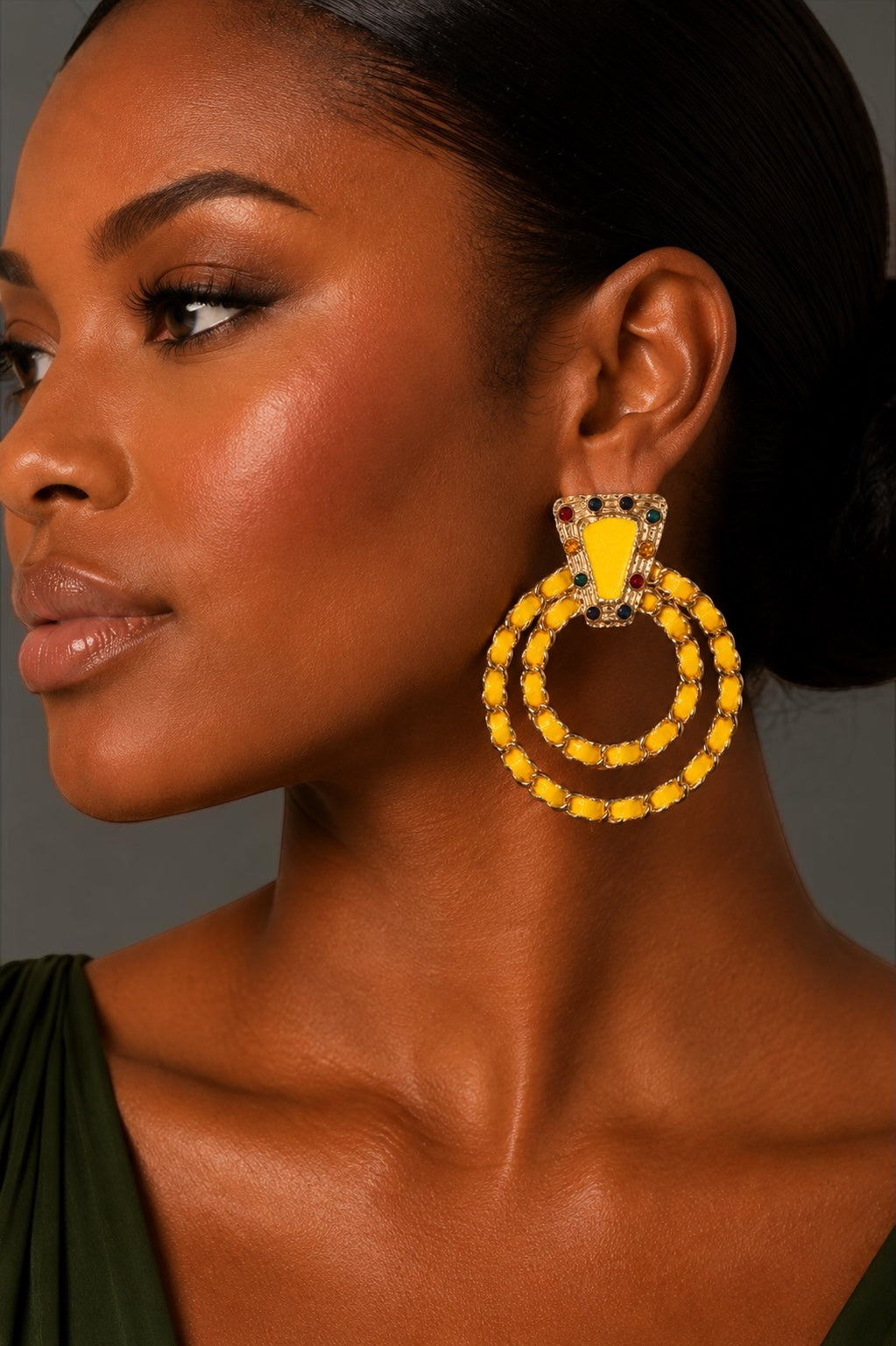 Yellow Vintage-Inspired Statement Earrings