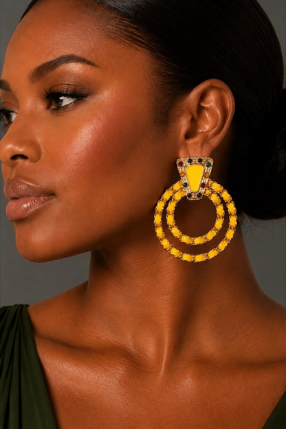 Yellow Vintage-Inspired Statement Earrings