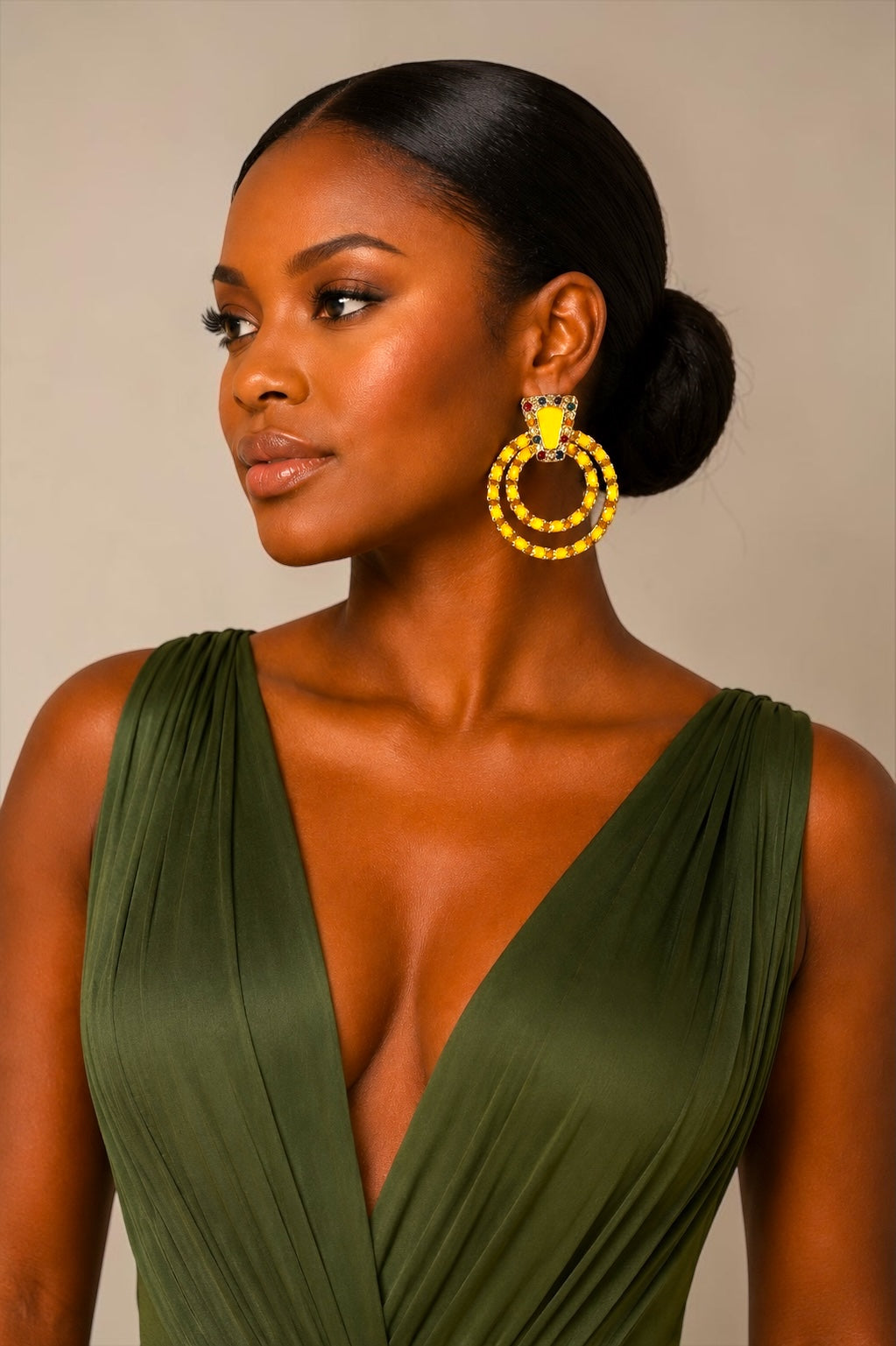 Yellow Vintage-Inspired Statement Earrings