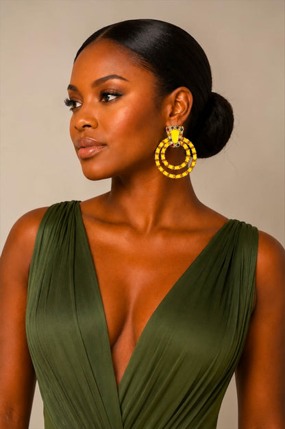Yellow Vintage-Inspired Statement Earrings