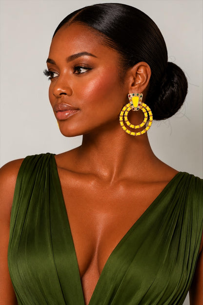Yellow Vintage-Inspired Statement Earrings